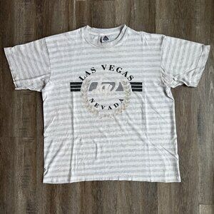 Vintage 90s Las Vegas Striped T Shirt XL Boxy Fit